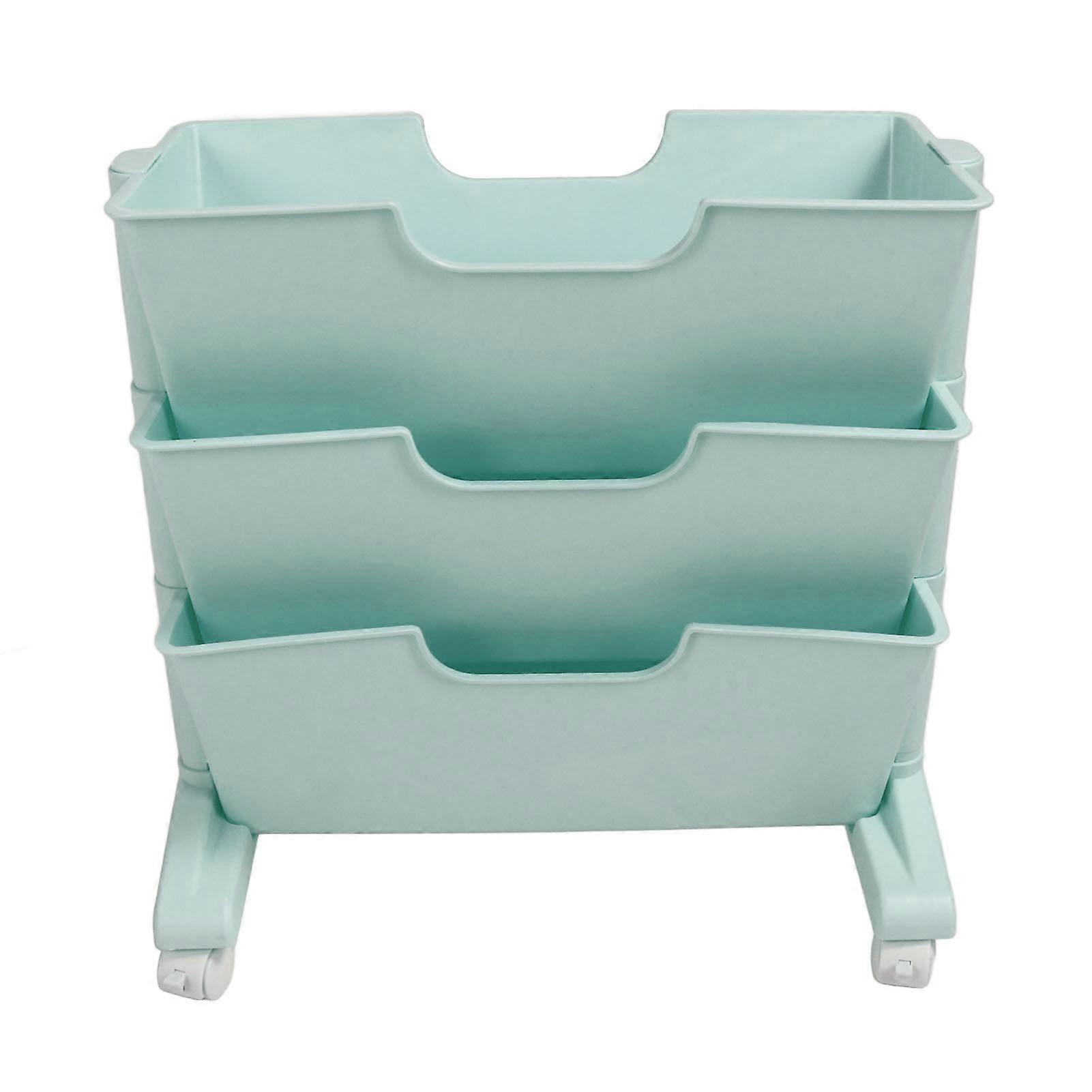 3 Tier Movable Bookshelf Removable Bookcase Plastic Rotatable Mobile Bookshelf for Bedroom Dormitory