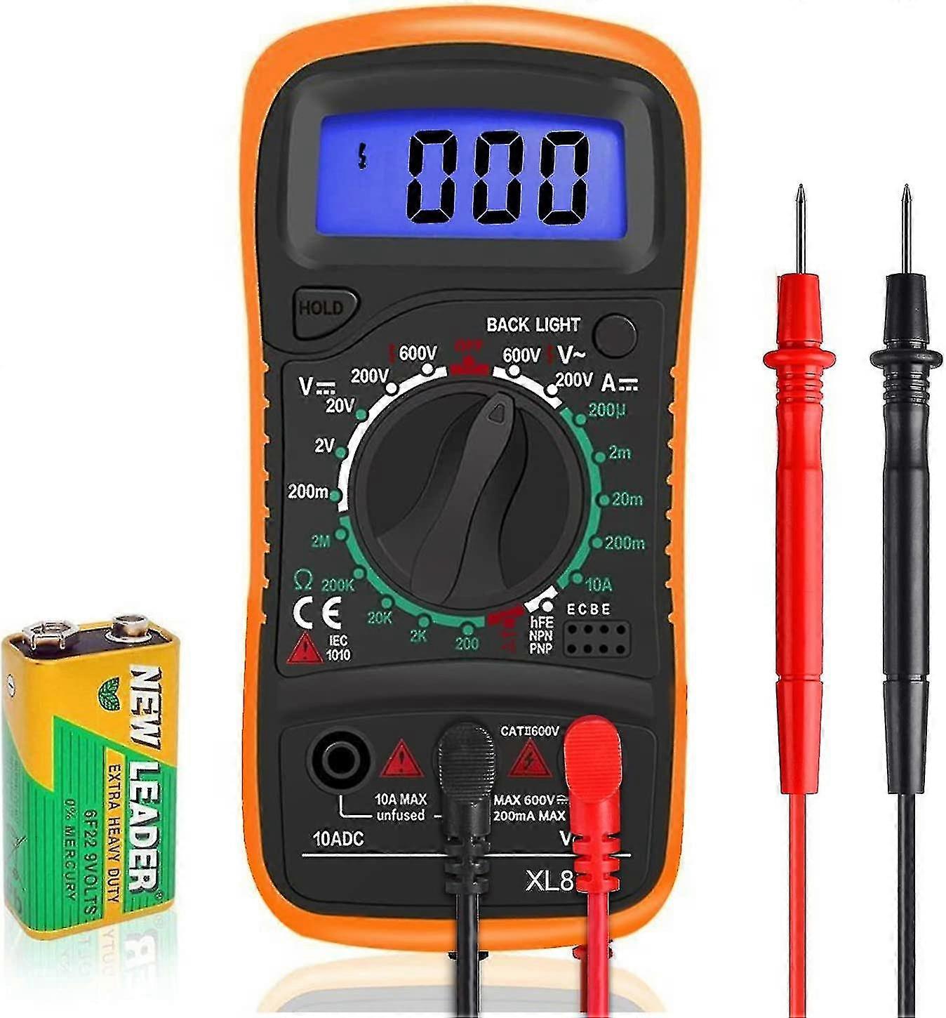 Digital Multimeter Voltmeter Battery Voltage Multi Tester Ac Dc Volt Ohm Amp Current Meter Continuity Circuit Resistance Diode Ammeter Electrical Test