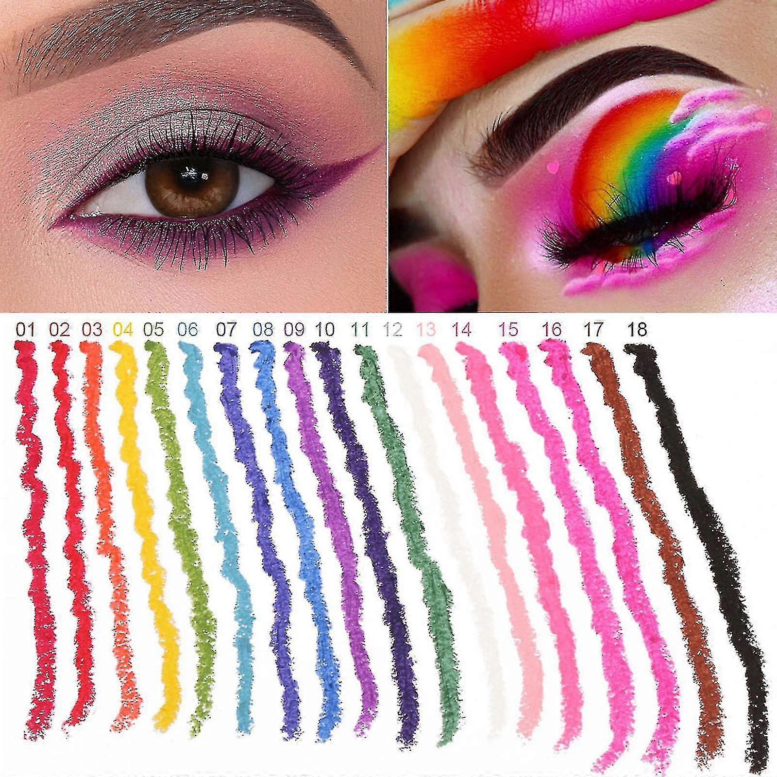 18-color Eyeliner Pen Set Portable Color Development Sweat-proof And Long-lasting
