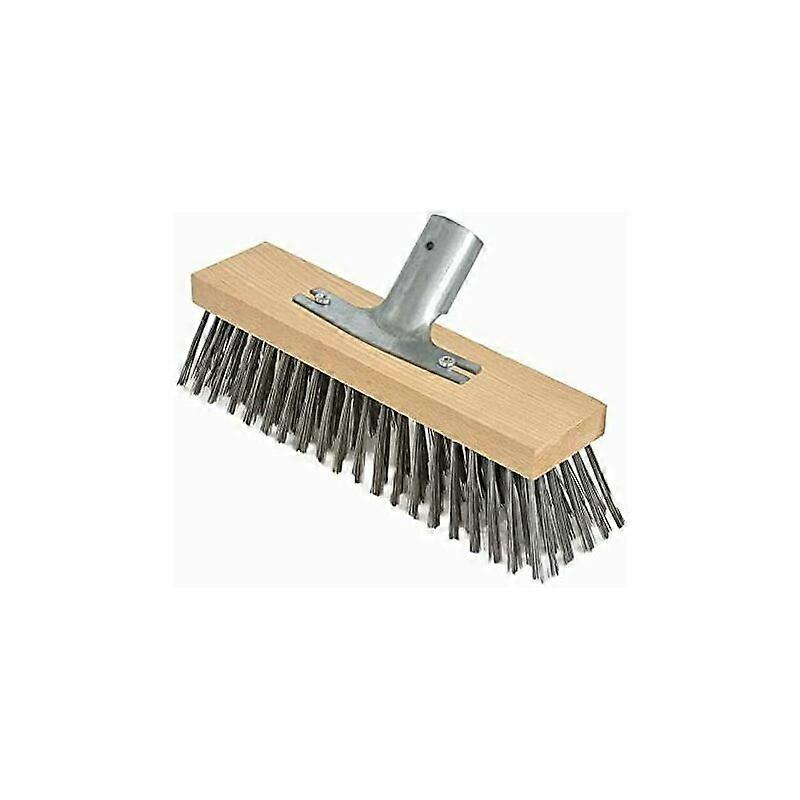 Scopa in setola in acciaio, 30 cm con supporto manico in metallo - 28 cm - testina a scopa - corpo in legno di faggio di alta qualità