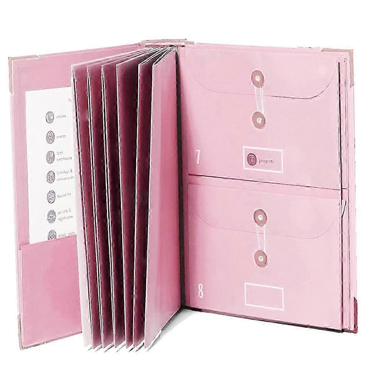 File Folders With Labels,cute Paper Organizer With Zipper Pouch, Portable Documents Organizer For Home Office,pink