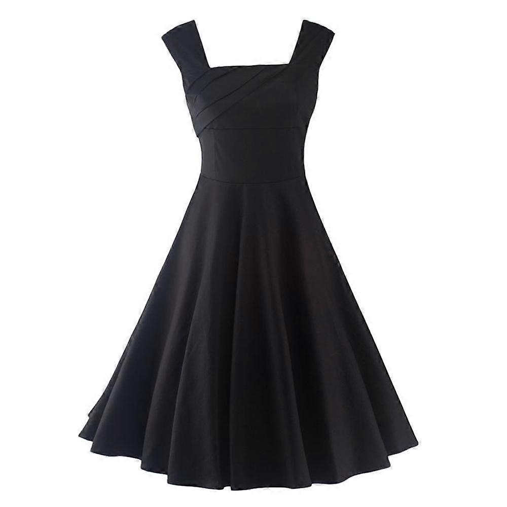 Vintage Big Peplum Solid Color Suspender Rochie