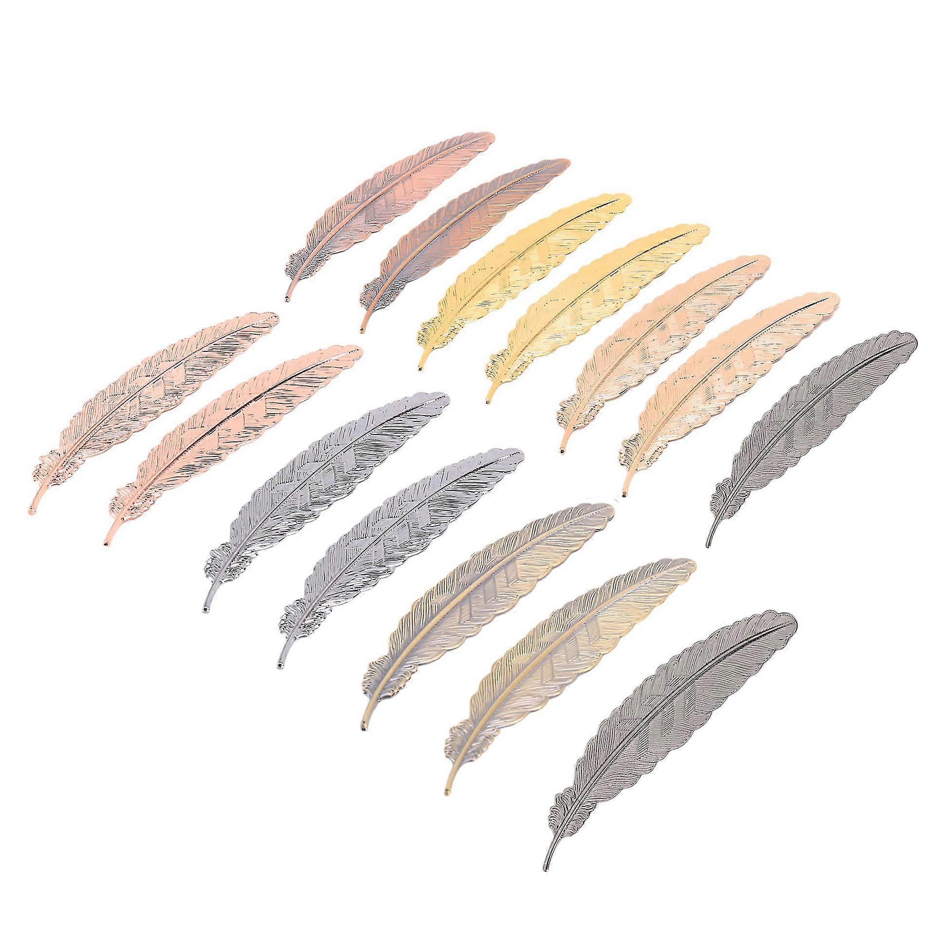 14 Pieces Metal Bookmarks Feather Bookmarks Metal Feather Bookmarks Perfect Gift For Reader And Kid