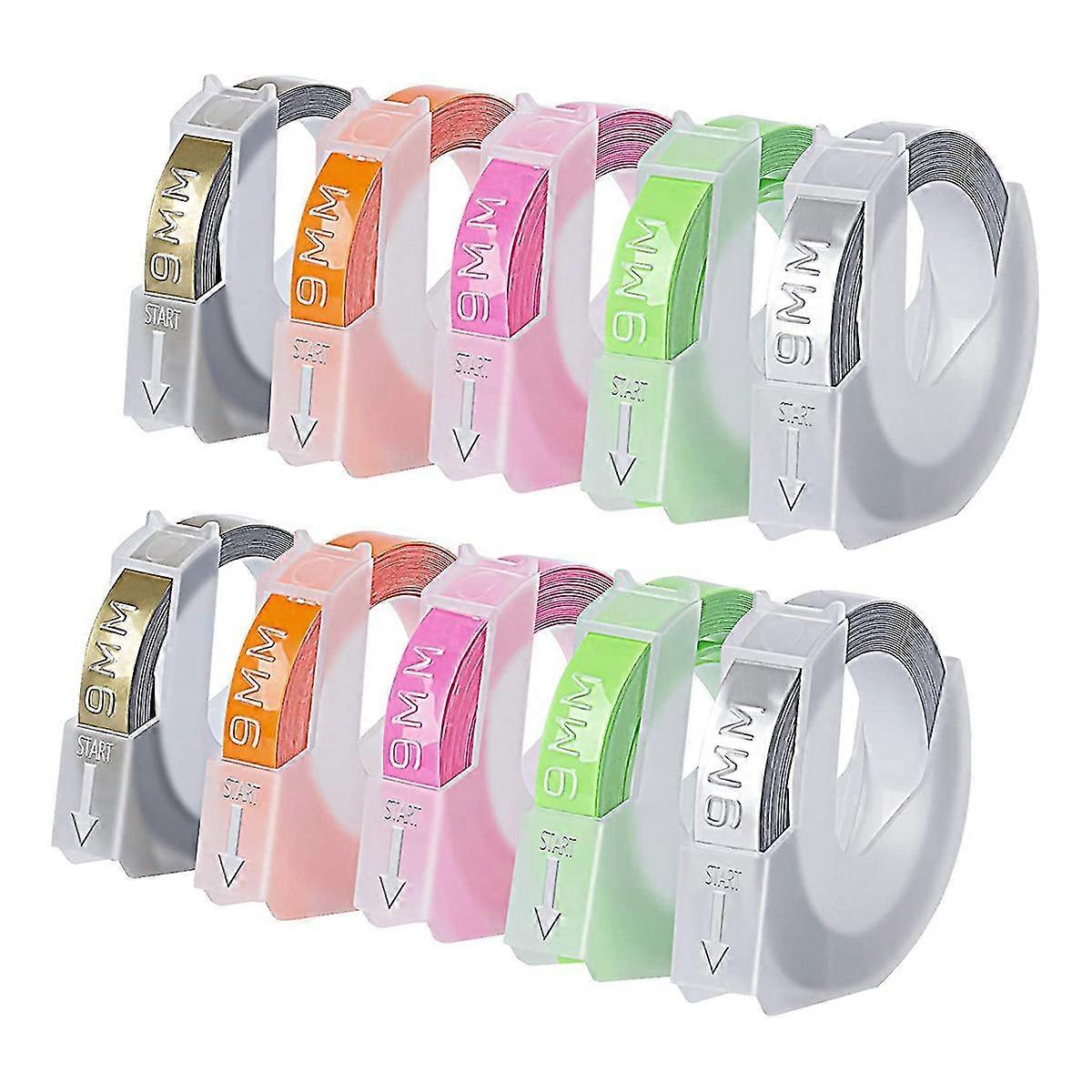 10pcs For 3d Label Tapes Embossing Labels For Label Maker Printer Ribbon Labeling Machine 1610 E101