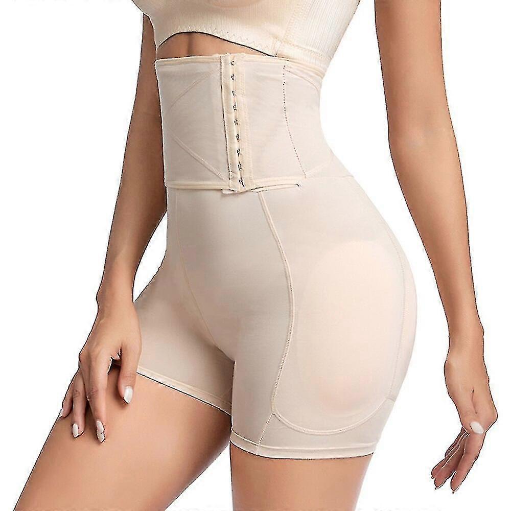 High Waisted Waist Trainer Shapewear Body Tummy Shaper Fake Ass Butt Lifter Booties Hip Pads Enhancer Booty Lifter,beige