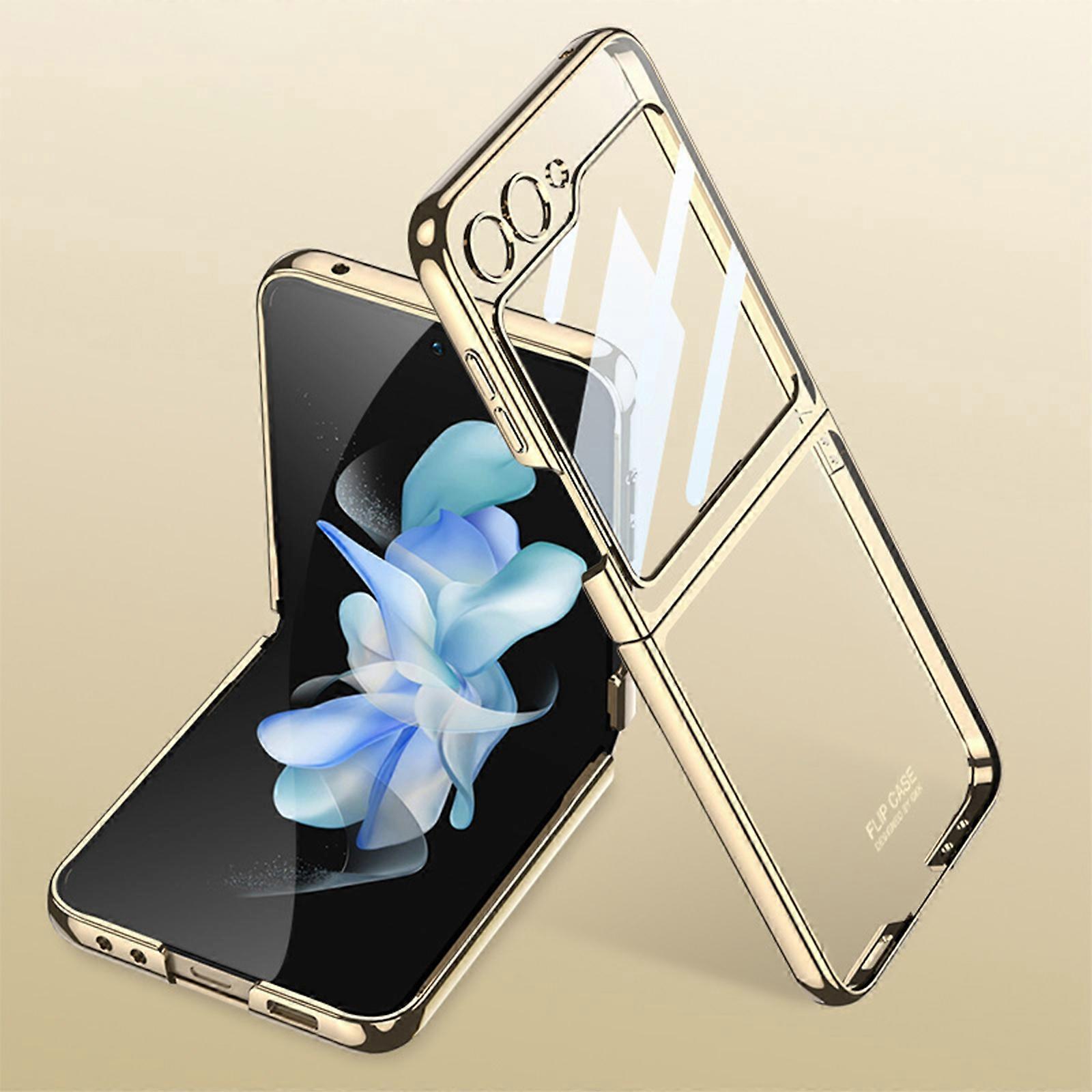 Ultra-Thin Samsung Galaxy Z Flip 5 Case, Luxury Perfect Clear Plating Hard PC Crystal Transparent Cover Case for Galaxy Z Flip 5 5G