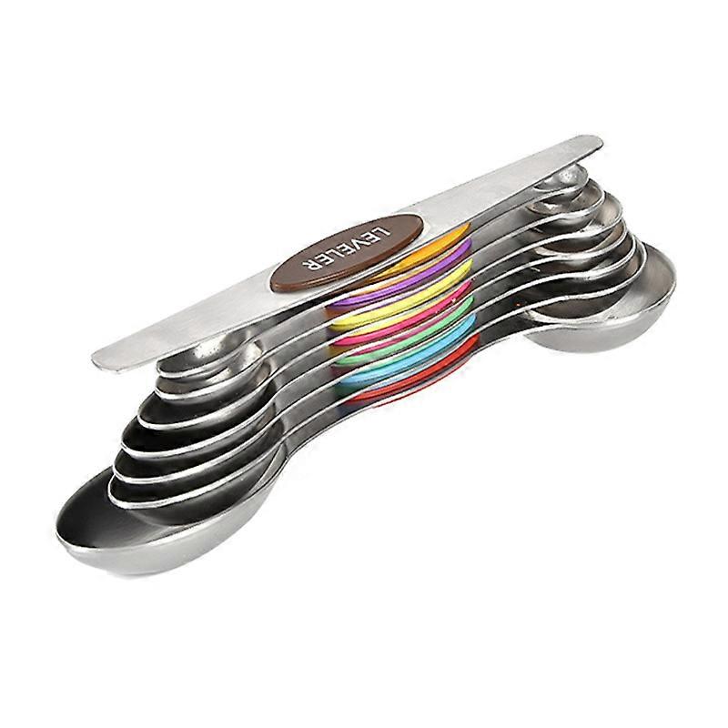 8PCS Stainless Steel Double Head Measuring Spoon Magnetic Measuring Spoon Measuring Cup Spoon Kitch