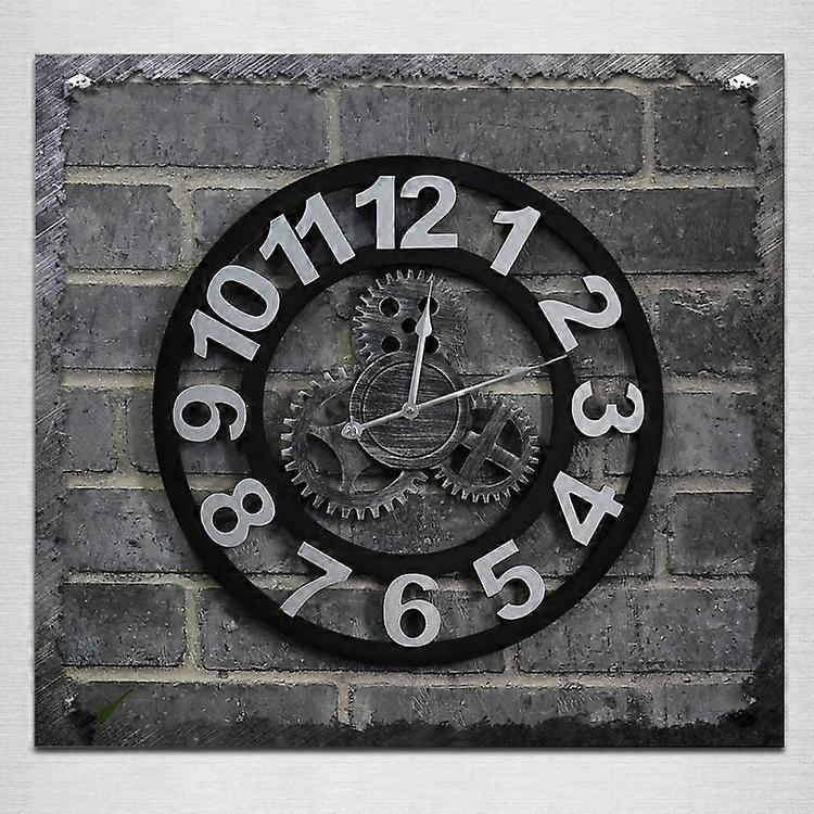 Wood Vintage Old Gear Wall Clock
