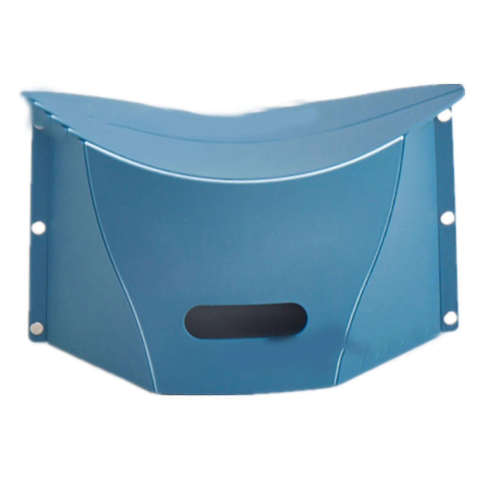 Portable Folding Stool for Outdoor Use Dark Blue Plastic with Carrying Basket Included