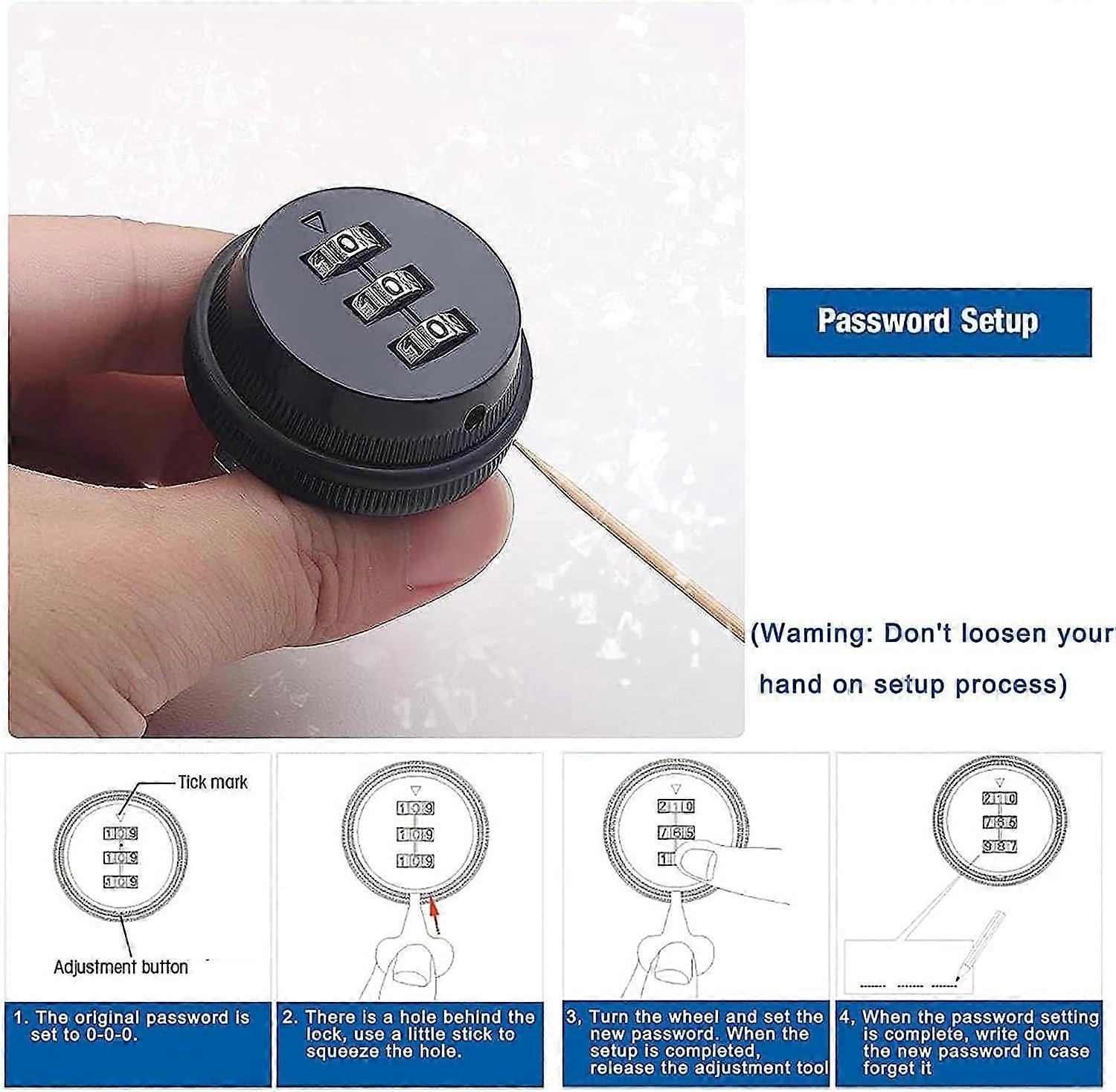 3 Digit Combination Lock Black Zinc Alloy Mechanical Code Lock Code Box ...