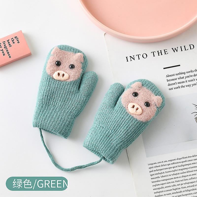 Vinterfleece varm och söt tecknad barnhandskar