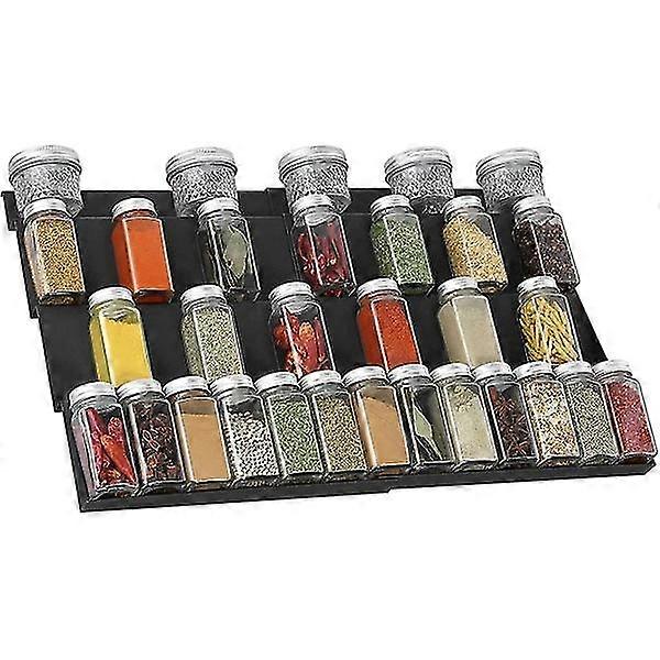 Spice box insert from 30 cm to 60 cm, pull-out, drawer spice rack, 4 levels, set of 8 - black