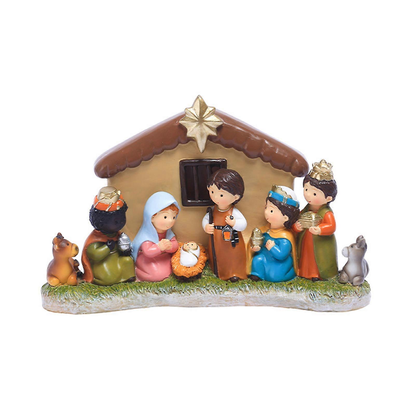 Weihnachts-Krippen Set 8-teilig - Harz Figuren Für Weihnachtsdekoration