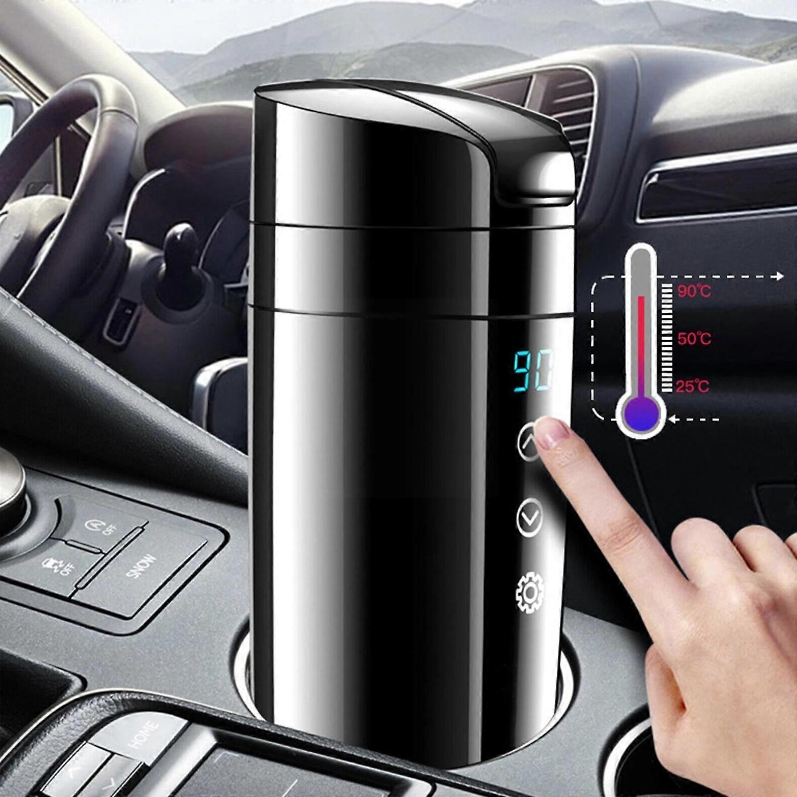 Tasse chauffante intelligente pour voiture 12 V, en acier inoxydable, avec affichage LED, 400 ml, R4L1