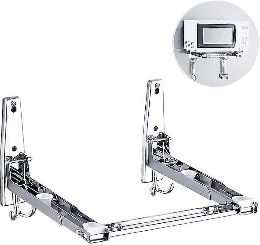 Microwave Wall Rack With Extendable Stainless Steel Crossbar
