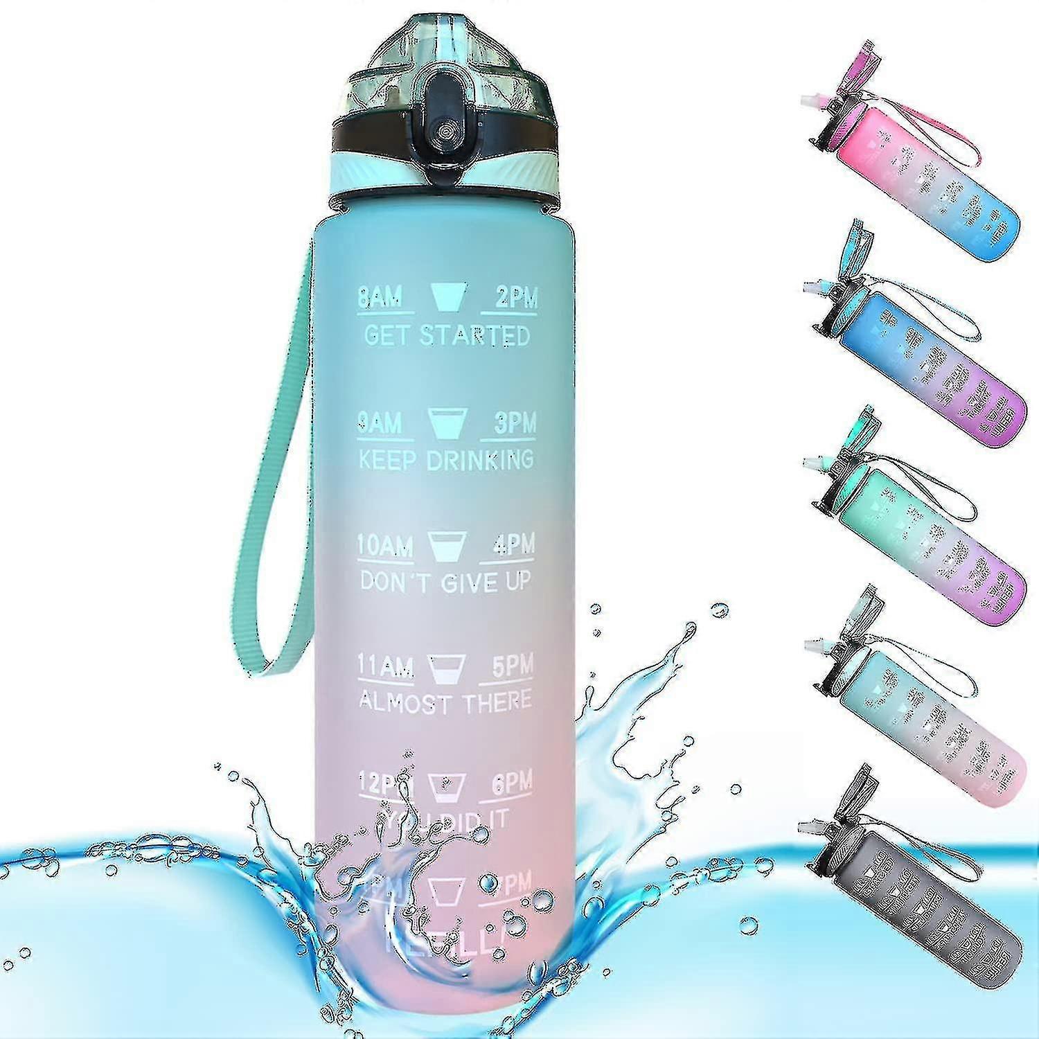 Sports Bottle 1 Litre Markings And With Straws Bottles Bottle Opens Suitable For Fitness Outdoor