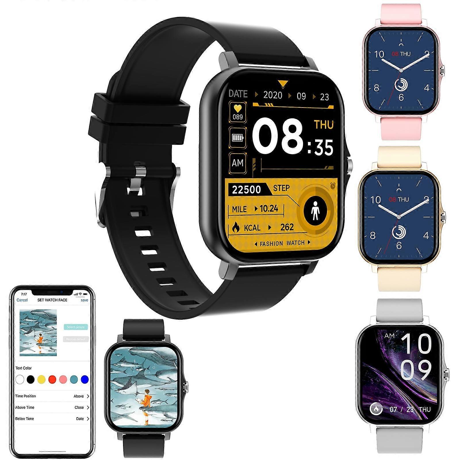 多機能スマートウォッチ1.69インチフルスクリーンタッチ男性女性スポーツフィットネススマートウォッチBluetooth 5.0歩数計IP67スマートウォッチ