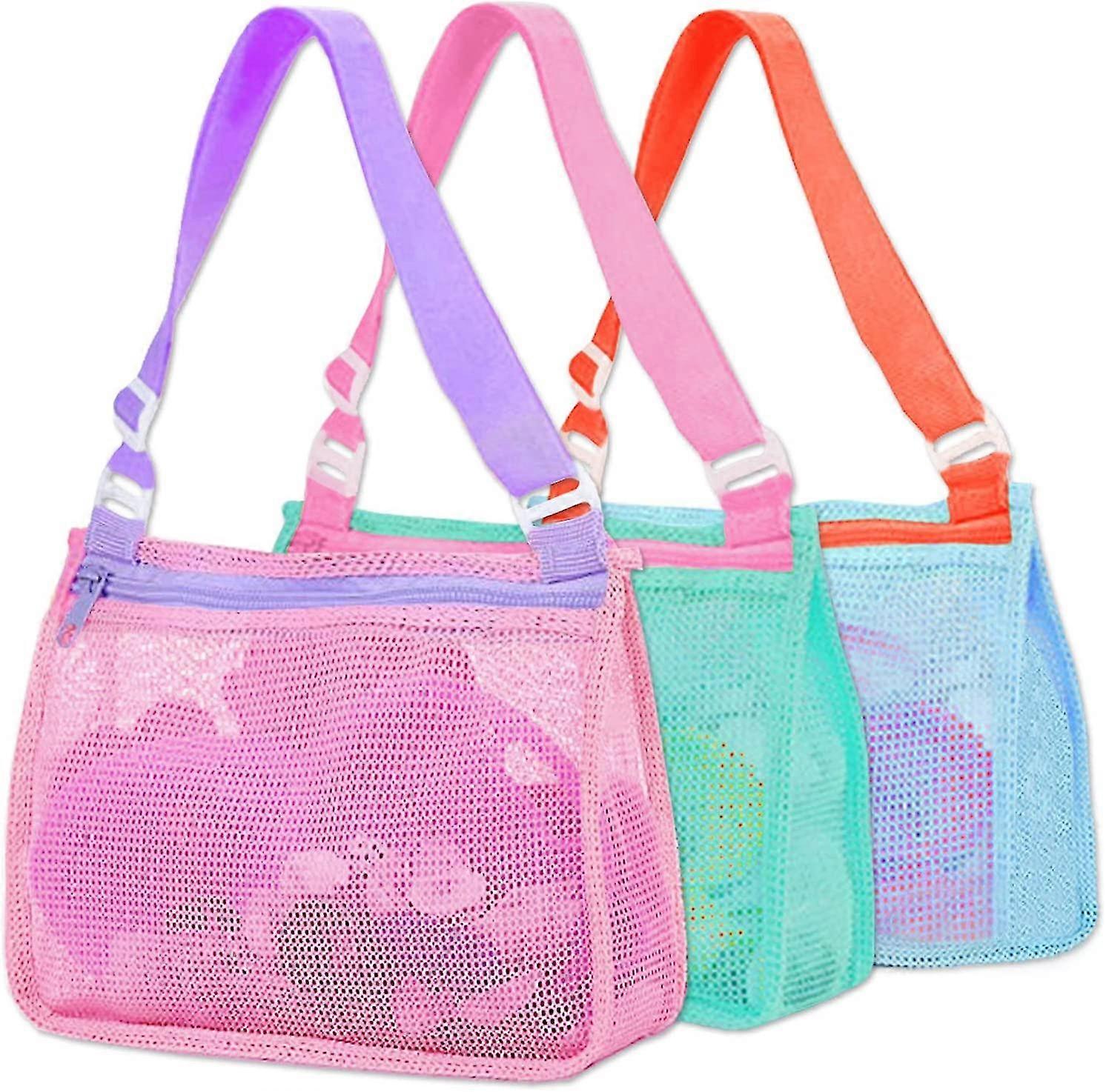 Borsa da spiaggia in rete, borse da conchiglia da spiaggia, borsa di  raccolta di conchiglie per bambini con cinghie di trasporto regolabili per 