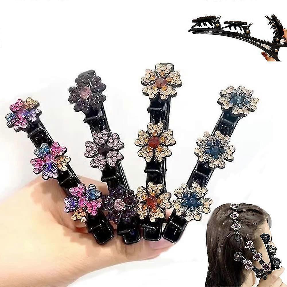 4pcs Flower Side H Clips For Styling Secting