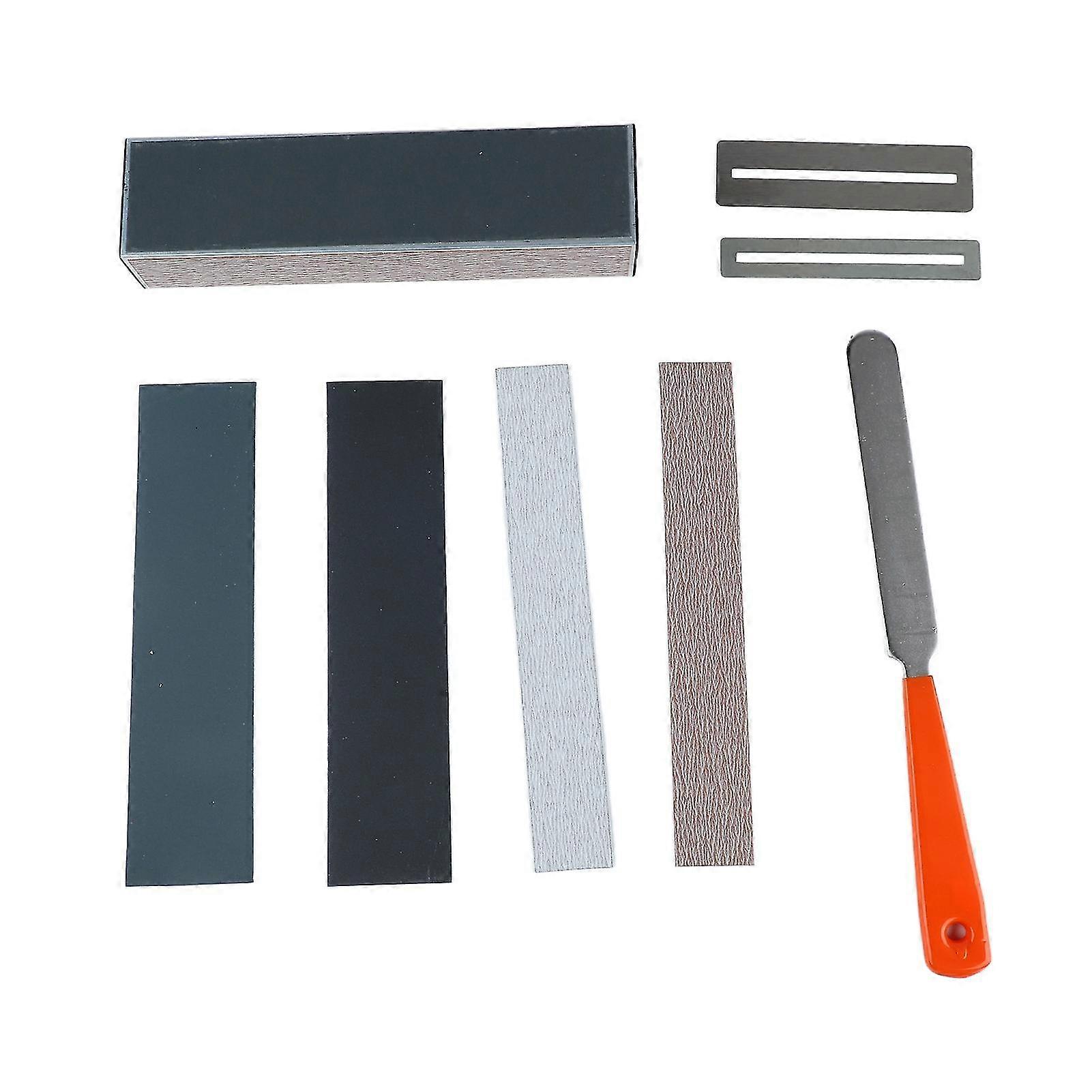 Guitar Luthier Tool Set Repairing Tool 2 Fretboard Guard 1 Fret Leveling Beam 1 File 4 Sandpaper
