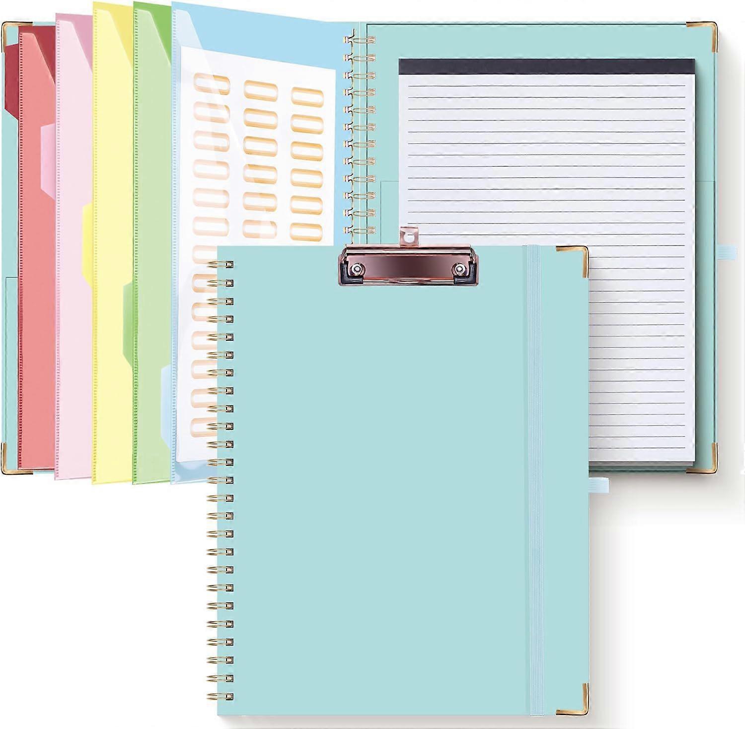 Clipboard Folio with Pocket Dividers - Elastic Pen Holder, File Folder Tabs, and Spiral Nurse Clipboard