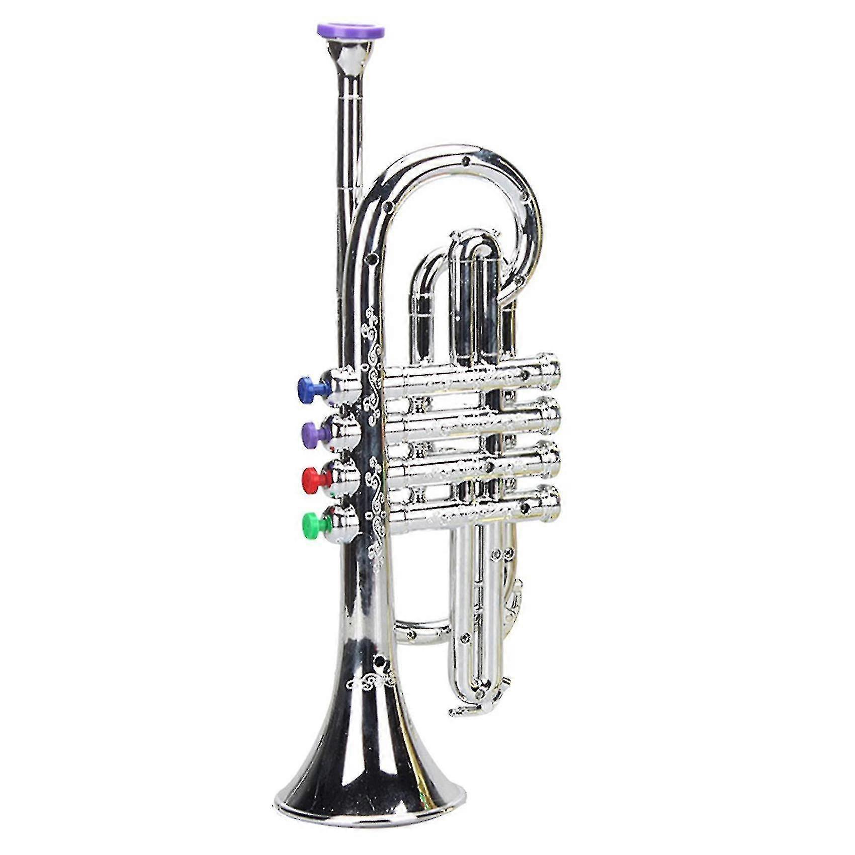 Trumpet 4 Tones 4 Colored Keys For Children Party Toy Silver