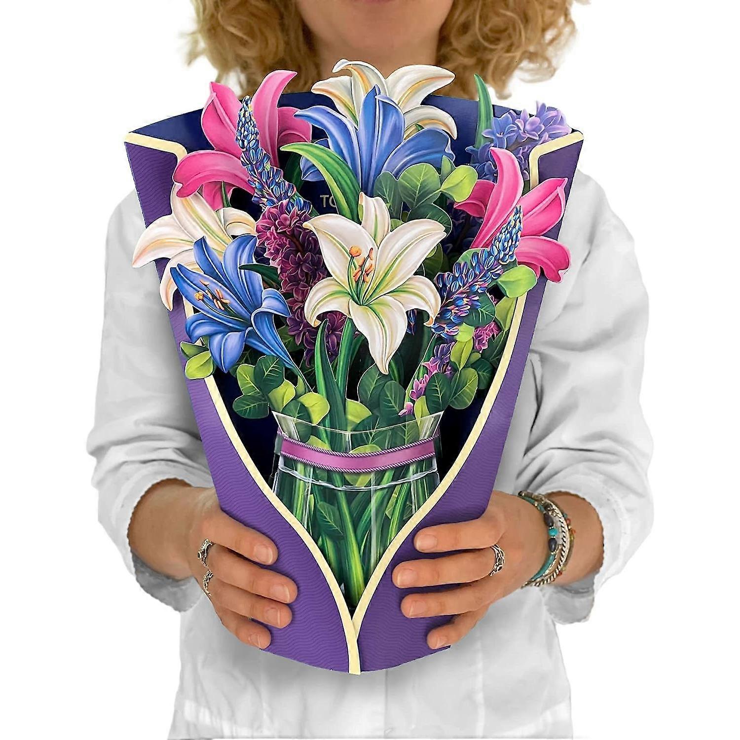 Flower Bouquet 3D Popup Cards with Note Card and Envelope