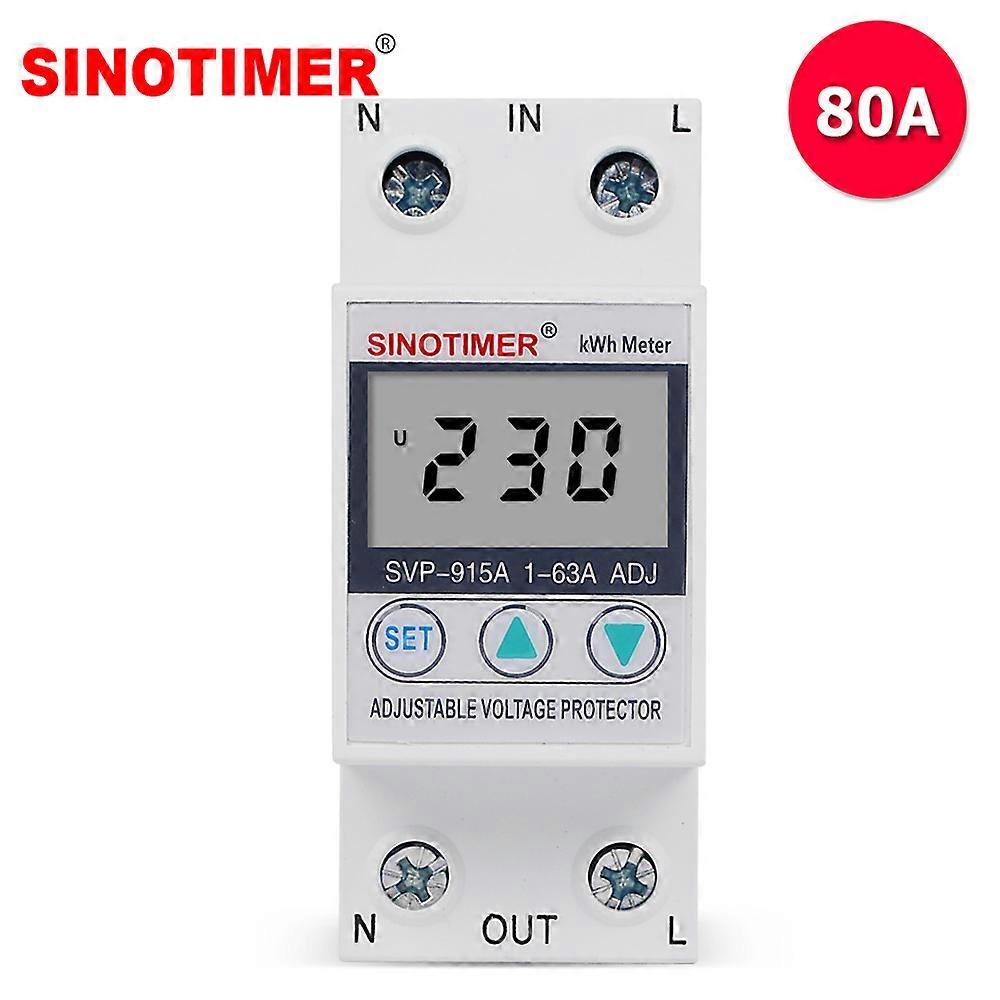 Residential Usage 230VAC 80A Digital LCD Measuring kWh Meter Wattmeter Over and Under Voltage Protector Limit Current Protector