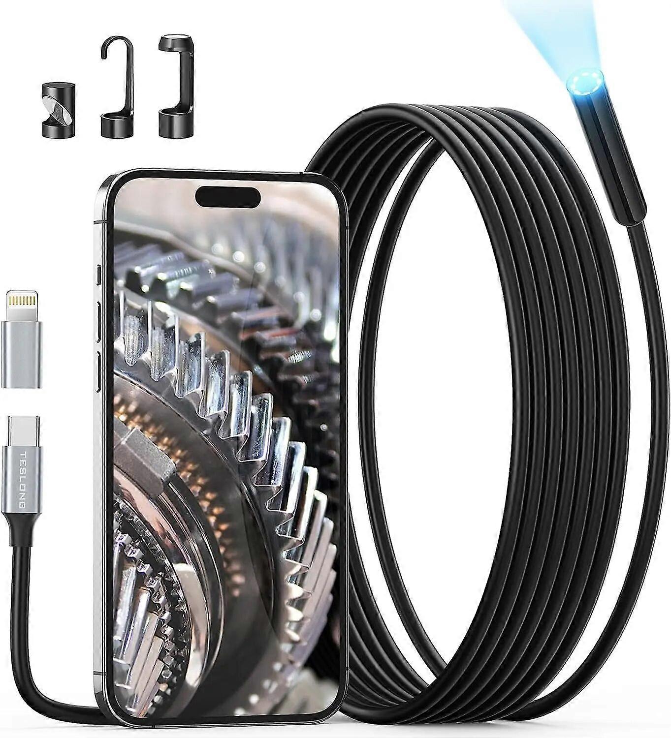 Endoscope Camera for iPhone, Teslong USB-C Borescope Inspection Camera,10FT Waterproof Snake Camera for iOS Android Phone