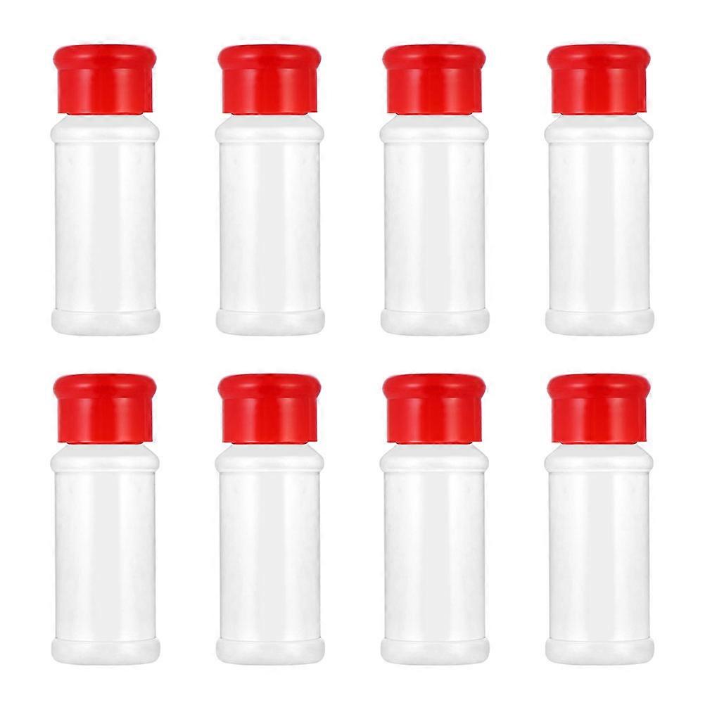 8pcs Household Condiment Bottles Portable Pepper Shakers Spice Bottles (Red)
