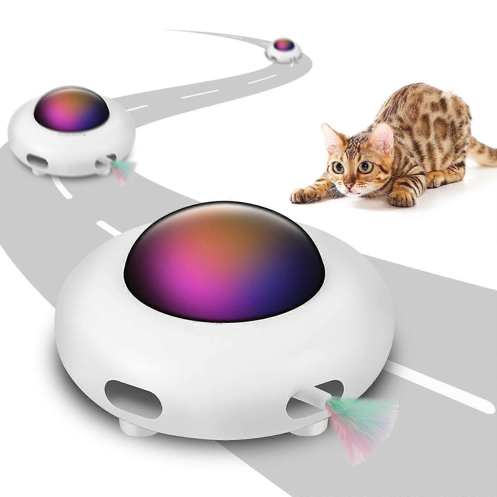 Automatic UFO Interactive Cat Toy for Indoor Rotating Feather Electronic Cat Toy