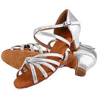 Miękkie wygodne buty do latino Modne buty do tańca dla dzieci Dziewczynka Srebrny kolor 28