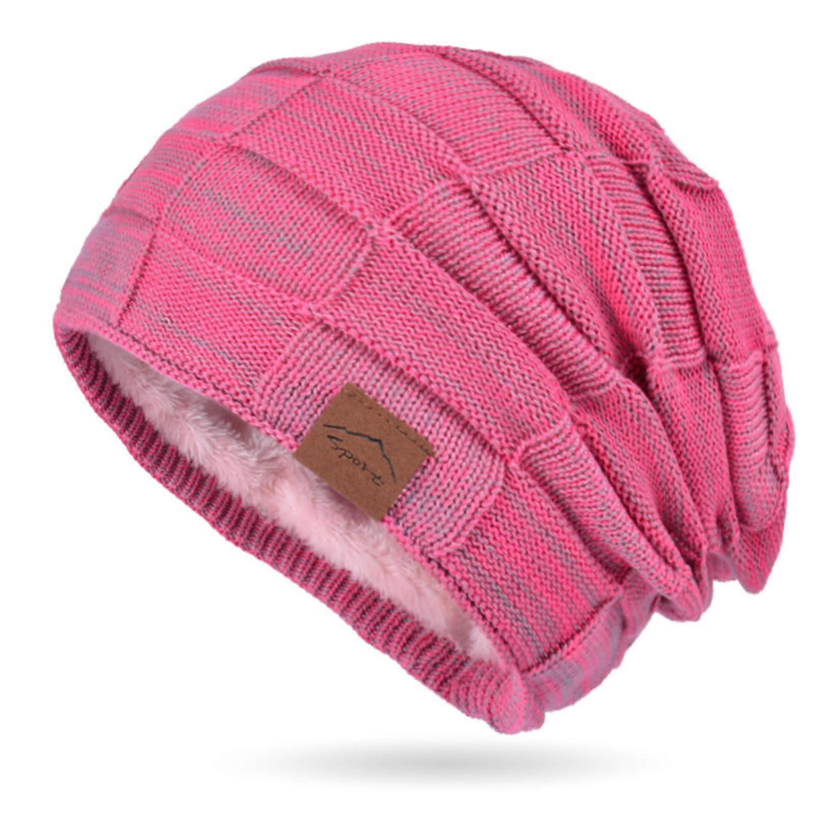 Knitted Wool Piles Hat Unisex Comfy Soft Slouchy Hat Cold-proof Thicken Ear Protector Cap for Outdoor Sports