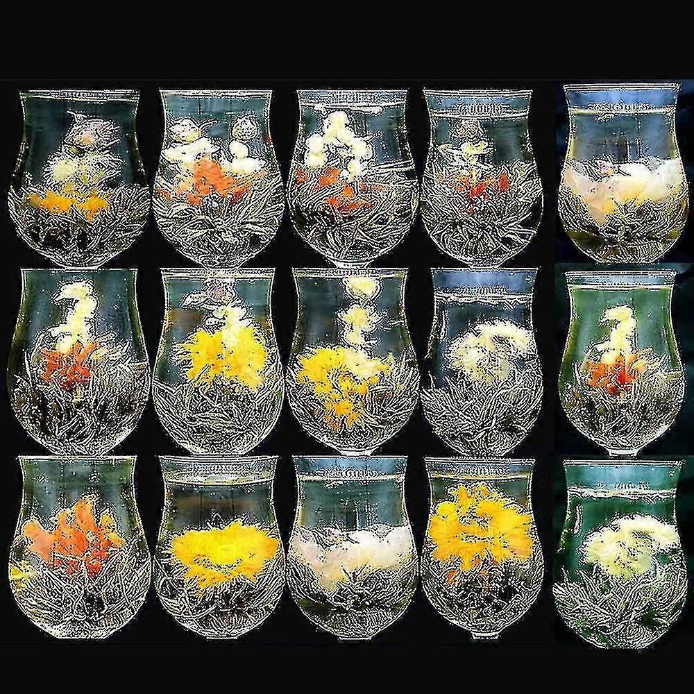 16 Sorten Chinesischer Blühender Tee, Grüner Tee, Perle, Künstlerisch