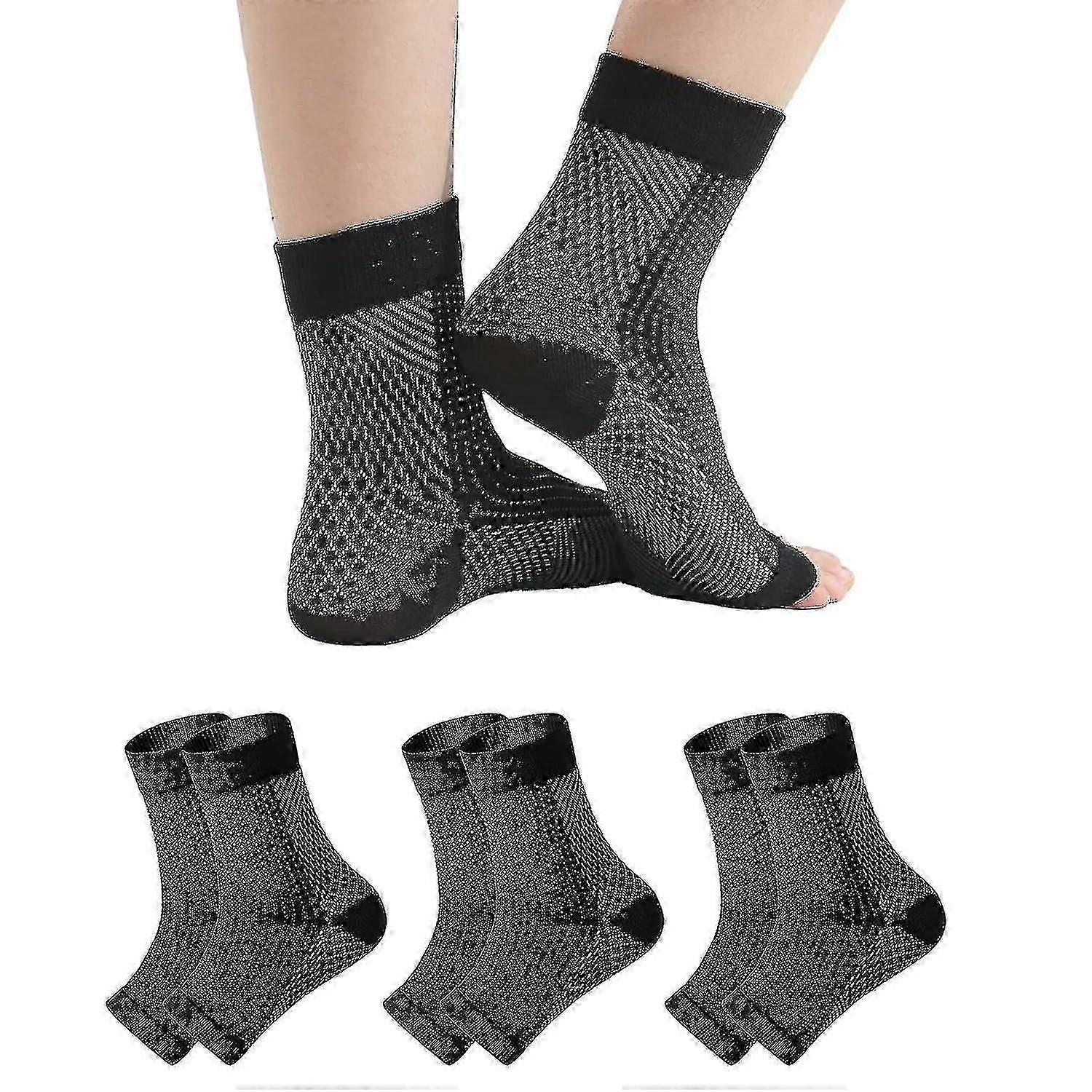 3 Pairs Neuropathy Socks, Soothe Socks For Neuropathy Pain, Tendonitis Compression Socks, Plantar Fasciitis - KC