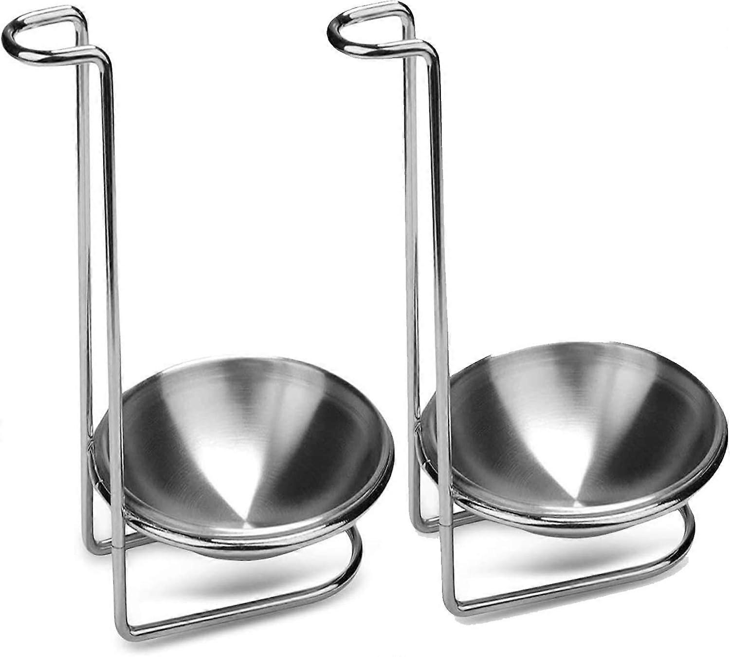 Stainless Steel Spoon Rest Holder Set of 2 Vertical Design Kitchen Utensil Rest Tool Durable Modern Decor