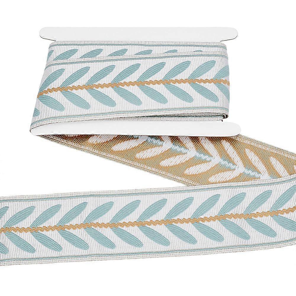 5M Polyester Jacquard Leaf Ribbon for Garment Accessories Curtain Decoration Honeydew 3 inch(75mm)