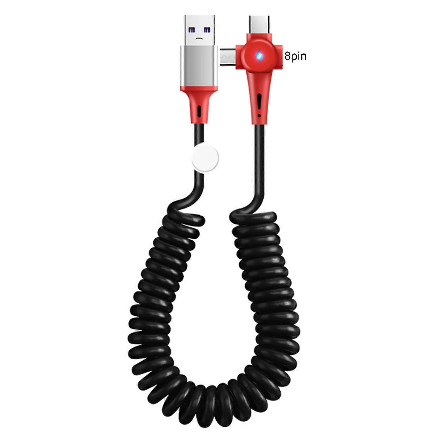 USB 3-in-1 Charging Cable 100W Super Fast Charging Retractable T-shaped with LED Light Type-C/Micro