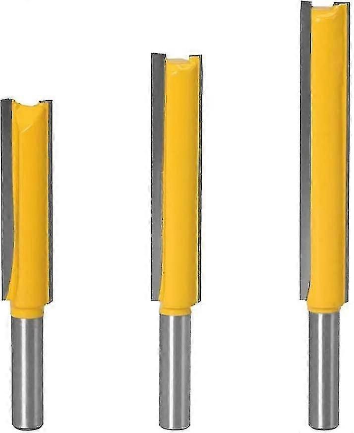 3pcs 8mm Shank Straight Router Bit, Extra Long Two Flute Straight Trimming Bit Woodworking Cutter Tool