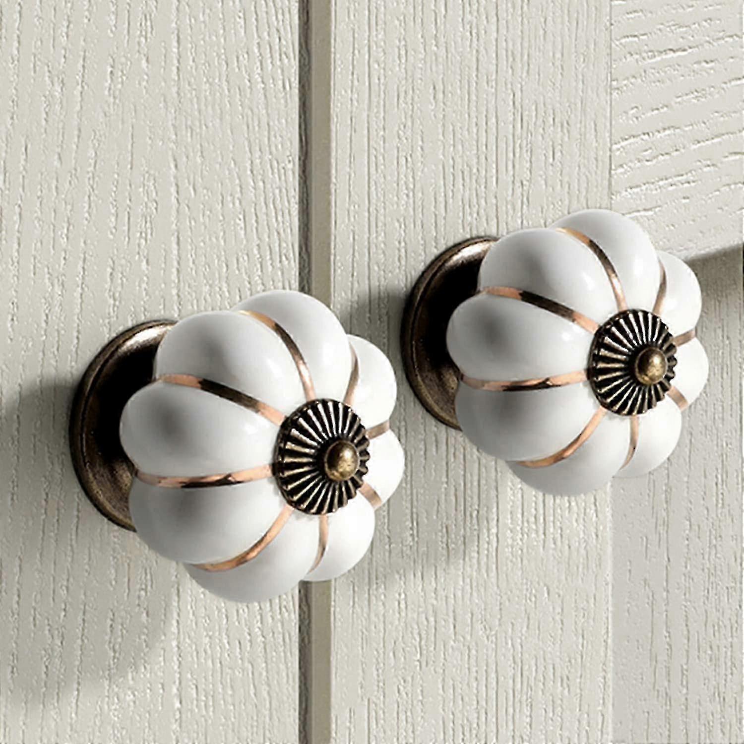 Pack Ceramic Drawer Knobs Ceramic Door Knobs Pumpkin Knobs Furniture Knobs With Screws For Furniture, Kitchen Cabinets, Drawers, Dressing Tables, 40mm