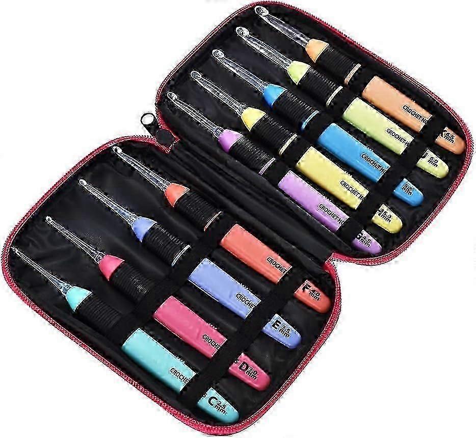9 Pcs Lighted Crochet Hooks Set with Case LED Light Crochet Hooks Craft Yarn Knitting Needles Comfortable Smooth Crochet