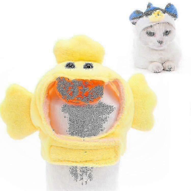 4 Pcs Soft Cat Headgear Cat Dog Cross Dress Pet Hat, Size: S(yellow Duck)