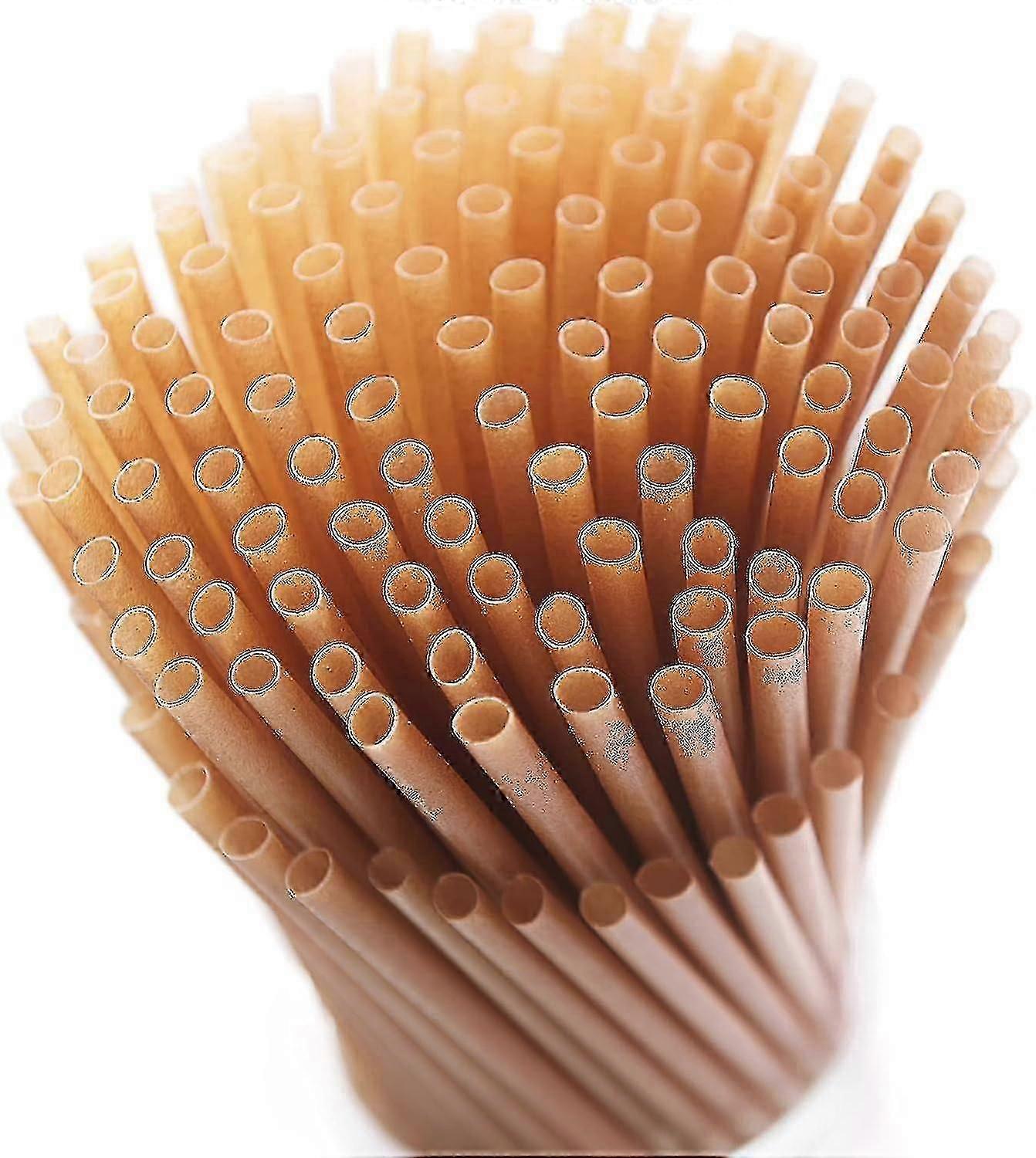 200pcs Sugarcane Straws 8 Inch Compostable Straws Biodegradable Eco-friendly Drinking Straws