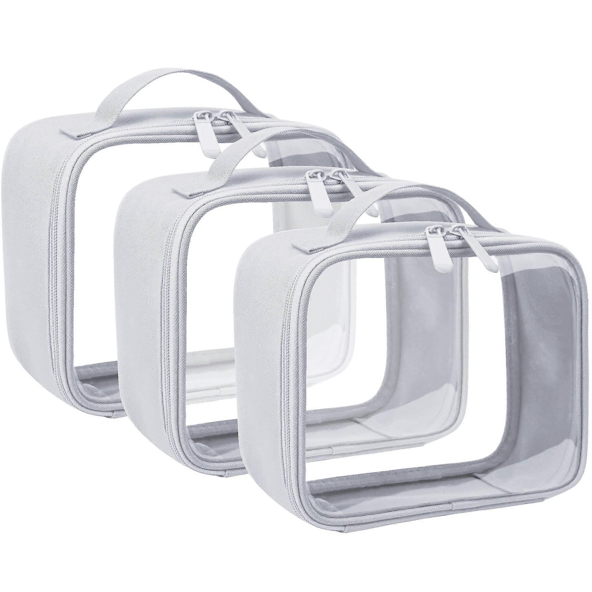3 Pack Clear Makeup Bag for Travel Carry On Luggage Same Size
