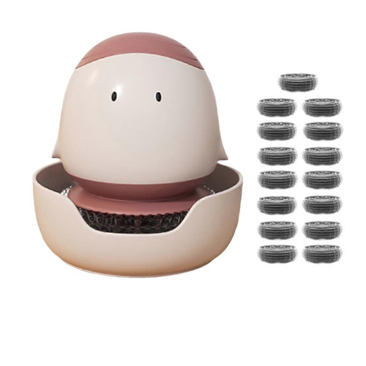 Dish Scrub Brush with Soap Dispenser Cartoon Pot Brush with Bottom Bracket Dish Pot Pan Sink Induct