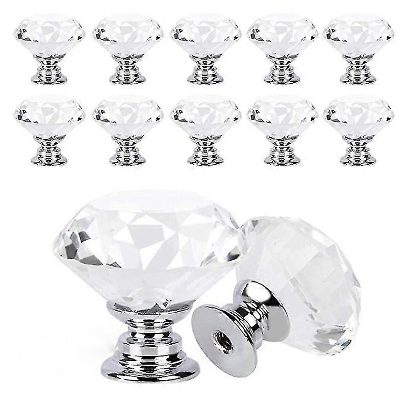 Crystal 30mm single hole door handle, 12pcs