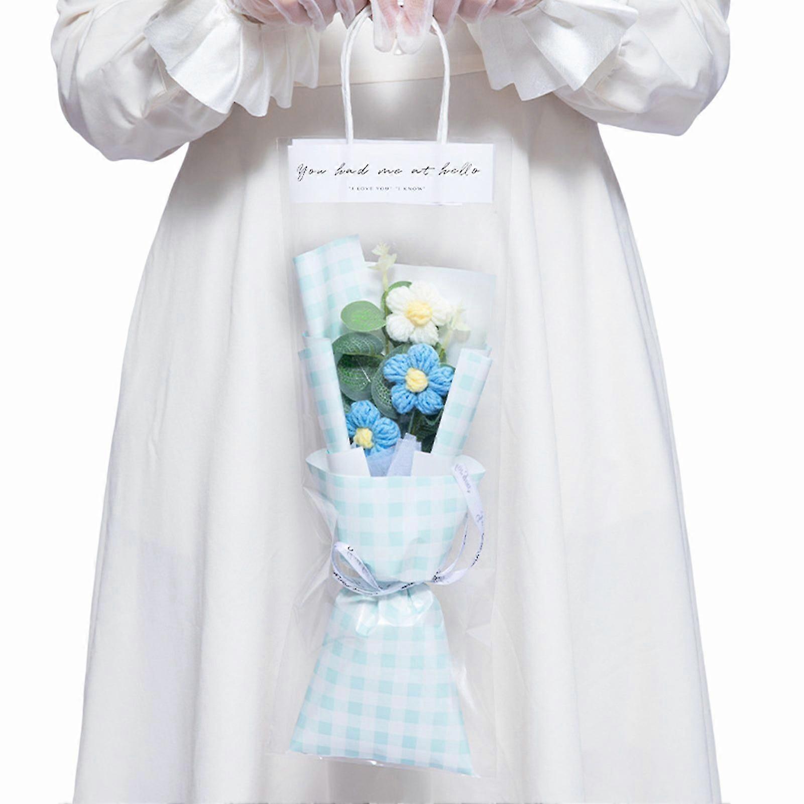 الزهور المنسوجة يدويا مع ضوء LED الزهور فو ديكور المنزل هدية للمكتب المنزلي مكتب الحلي