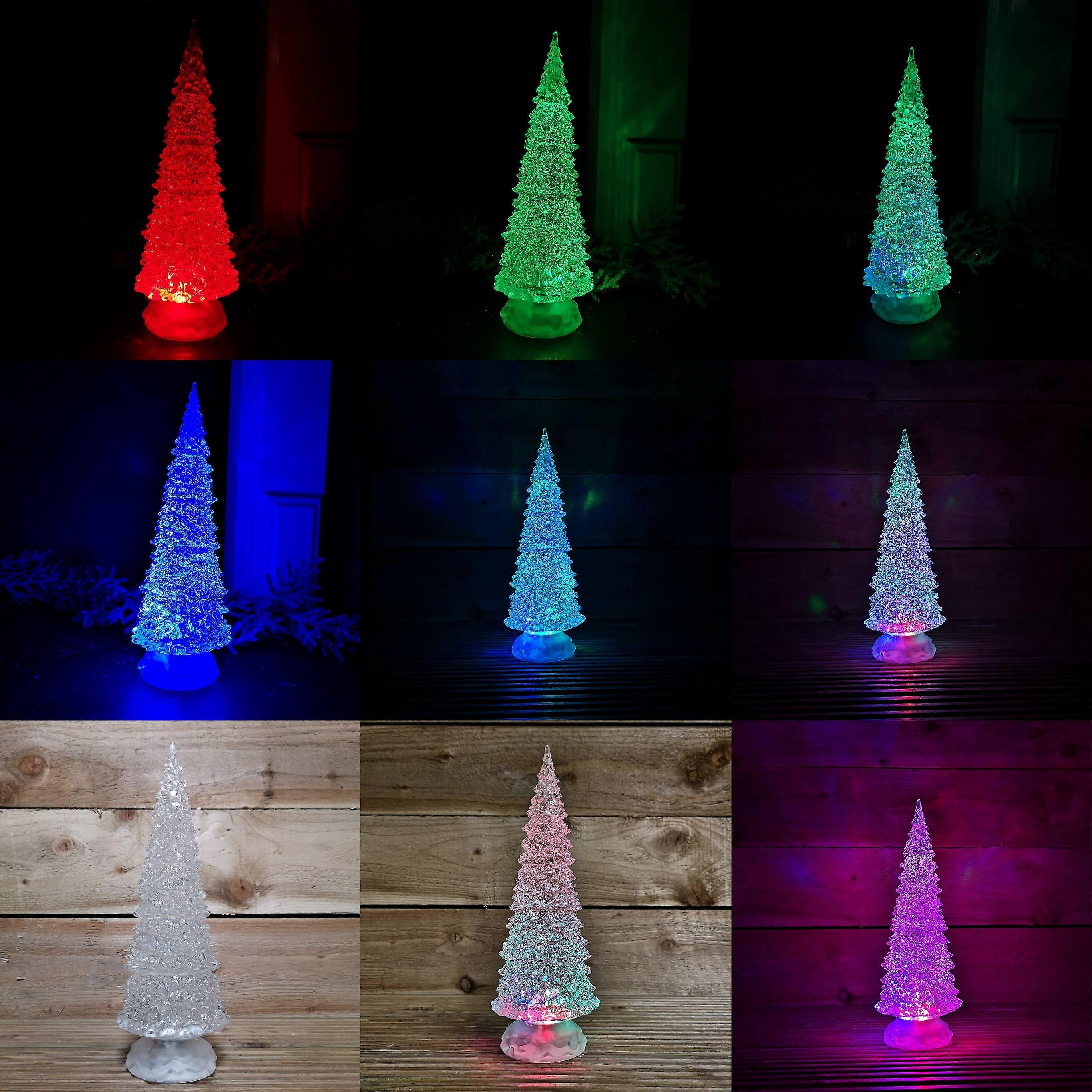 30Cm Dual Power Water Spinner Christmas Tree With Timer & Colour Changing Led's