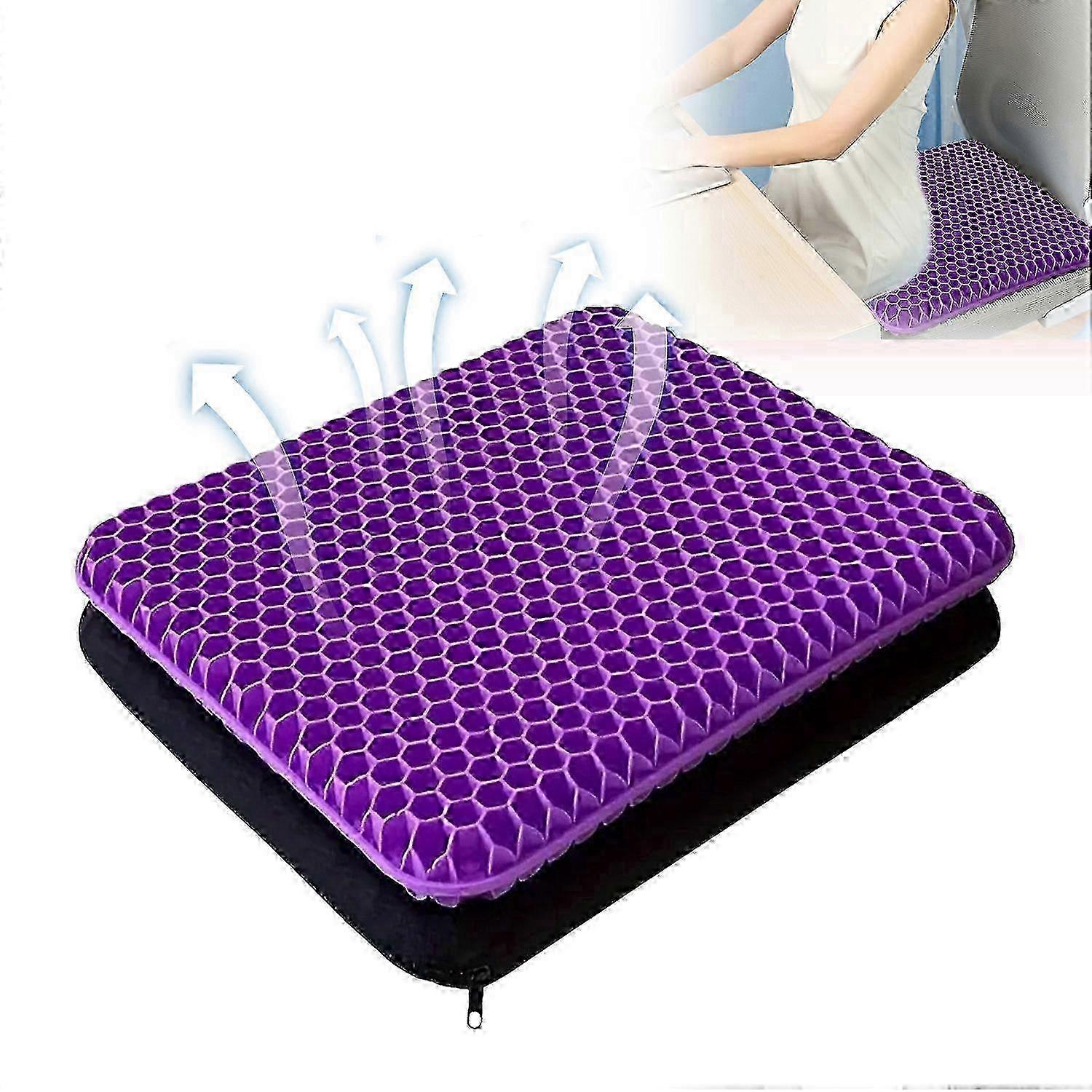 Almofada de Assento em Gel Ortopédico para Alívio da Dor na Ciática e no Cóccix - Design de Cóccix em Favo de Mel com Capa de Pano, para Escritório em Casa