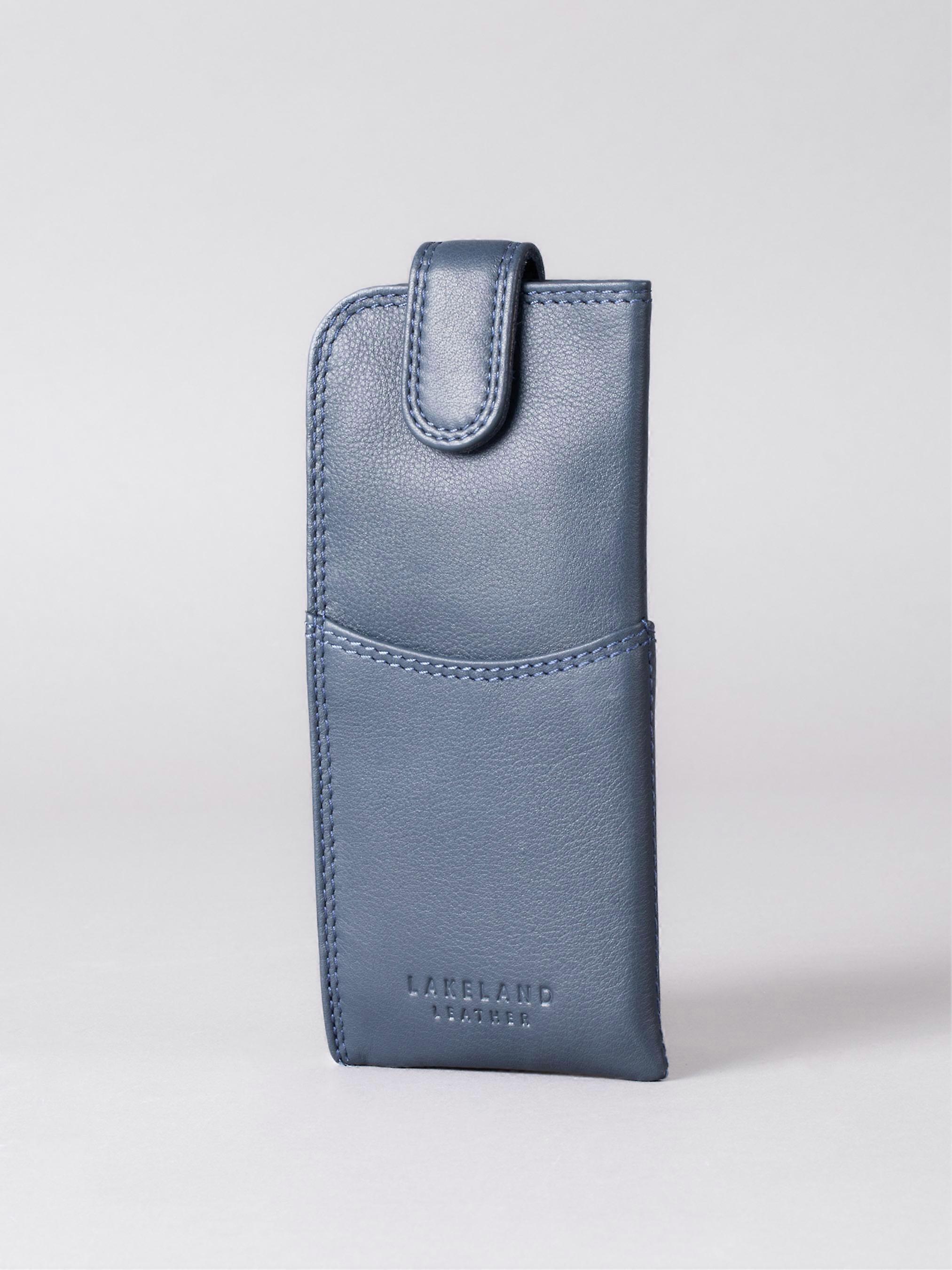 Leather Tab Glasses Case in Navy